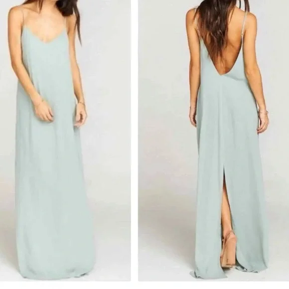 knee length dresses for ladies Nicole Maxi Dress, in Champagne Luxe Satin, Size: Xs | Show Me Your Mumu main image 0